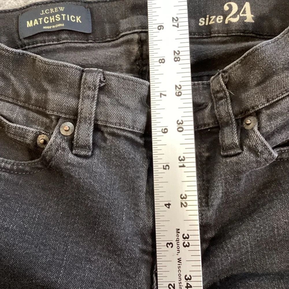 J. Crew Washed Black Low Rise‎ Matchstick Skinny Jeans, Size 24